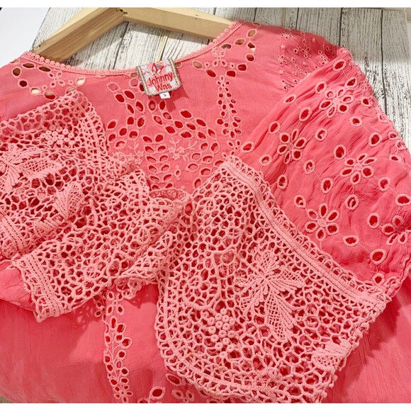 Johnny Was Embroidered Eyelet Tunic Coral Size Small Women’s - Picture 11 of 12